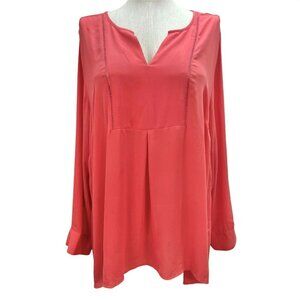 Lane Bryant Womens Coral Long Sleeve Tunic Blouse Size 26/28 Lightweight Top